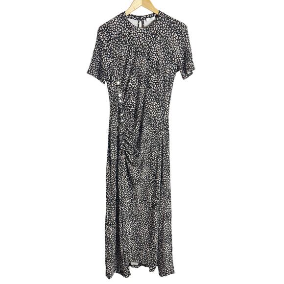 Paco Rabanne Black Floral Jersey Short Sleeve Crewneck Midi Dress Size XXL - Picture 5 of 16